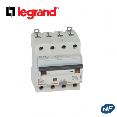 Disjoncteur différentiel tétrapolaire - 6kA - 30mA - Type AC - 25A LEGRAND