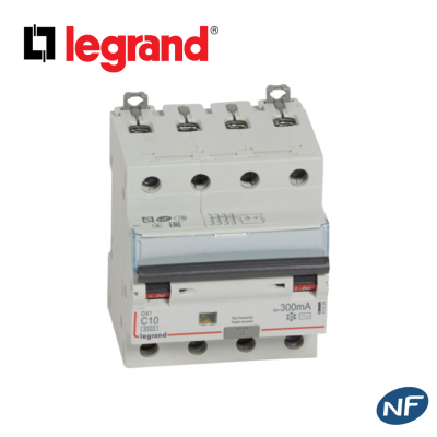 Disjoncteur différentiel tétrapolaire - 6kA - 300mA - Type AC - 10A ou 16A LEGRAND