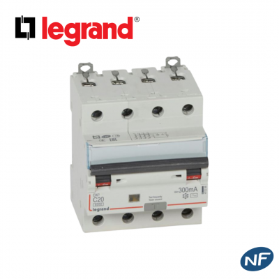 Disjoncteur différentiel tétrapolaire - 6kA - 300mA - Type AC - 10A à 20A LEGRAND