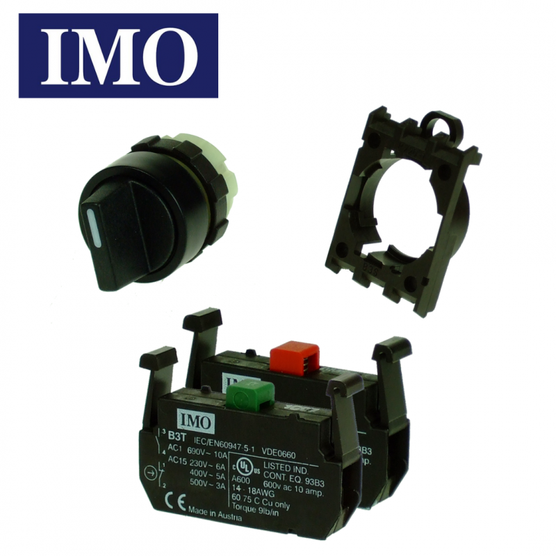 Interrupteur Rotatif Métal 2-3 Positions Avec Bouton Poussoir - Étanche IP65, 1-15A - Neuf