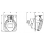 Prise femelle CEE 2P+T 16A étanche IP44 ou IP67 à encastrer sur coffret IDE
