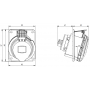 Prise femelle P17 CEE 2P+T 32A étanche IP44 ou IP67 à encastrer sur coffret IDE