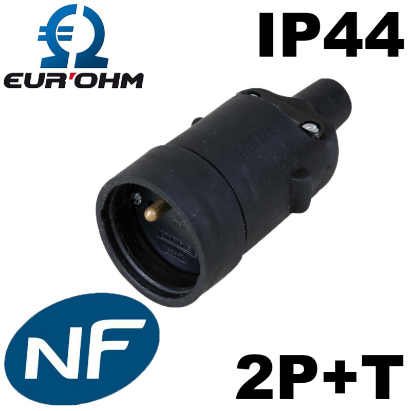 Fiche femelle noire en caoutchouc 2P+T 16A IP44 Eurohm Eur'Ohm Fiche femelle noire en caoutchouc 2P+T 16A IP44 Eurohm Eur'Ohm