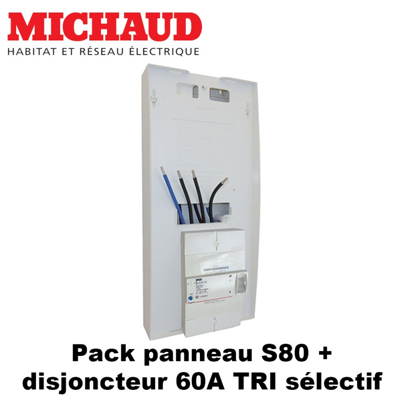 Pack panneau S80 Michaud + disj 60A triphasé selectif Legrand Michaud