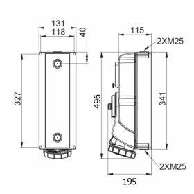 Coffret prise tétra 63a 380V avec sectionneur cadenassable IDE