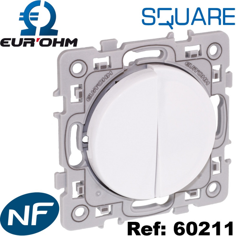 Double poussoir à fermeture (2 contacts NO) Blanc Square Eurohm Eur'Ohm