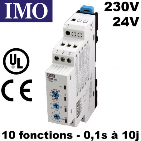 Relais temporisé multifonction 24V 230V AC/DC - 10 fonctions IMO