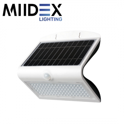 Applique murale LED solaire blanche 8W avec détecteur IR - 4000K IP65 MIIDEX LIGHTING
