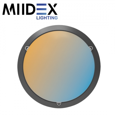 Hublot LED gris anthracite avec détecteur RF 15W CCT 3000/4000/6000K étanche IP65 MIIDEX LIGHTING