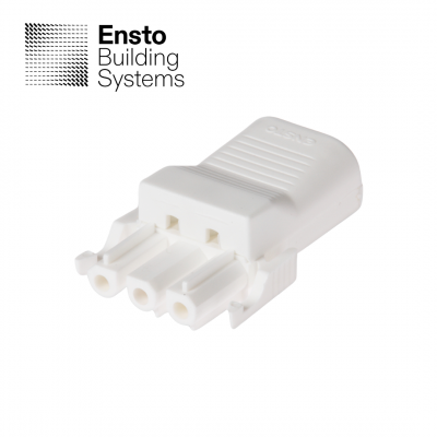 Connecteur femelle blanc 3 prises avec capot ENSTO
