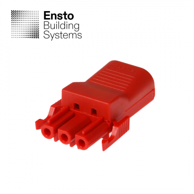 Connecteur femelle rouge 3 prises avec capot ENSTO