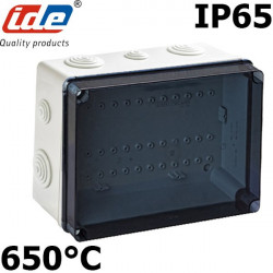 Boite de dérivation IP65 avec couvercle transparent et tétine passe câble IDE