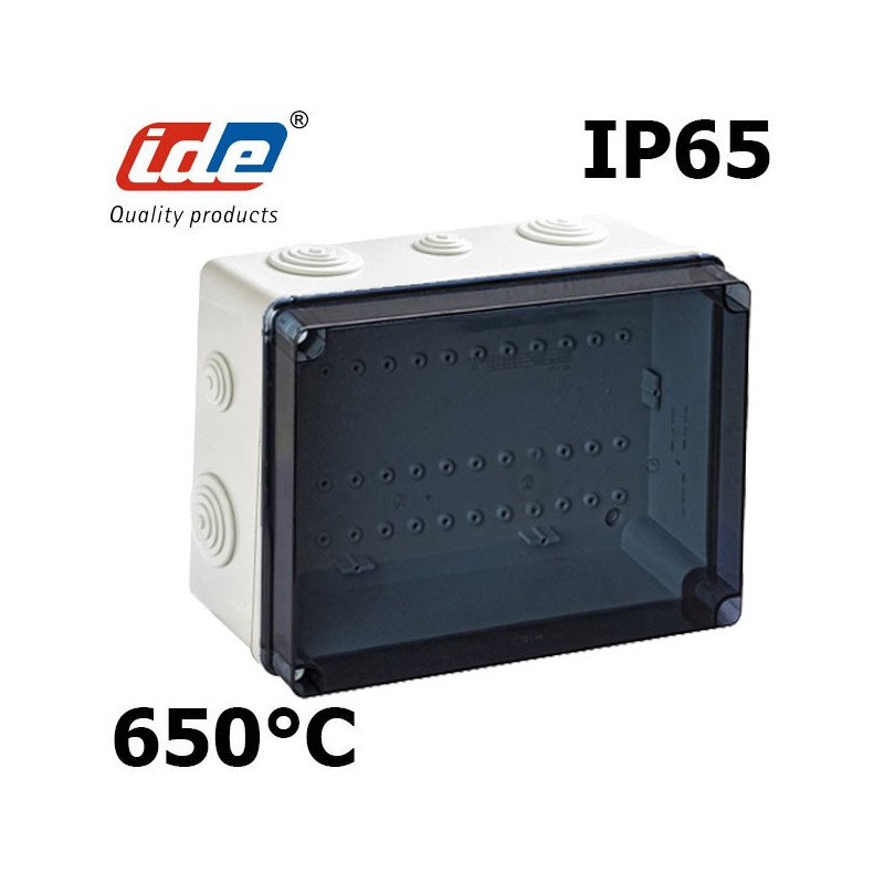 Boite de dérivation IP65 avec couvercle transparent et tétine passe câble IDE Boite de dérivation IP65 avec couvercle transparent et tétine passe câble IDE