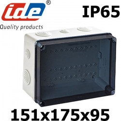 Boite de dérivation IP65 avec couvercle transparent et tétine passe câble IDE