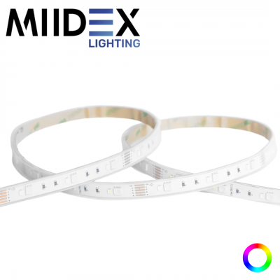 Ruban LED RGB + blanc 5 mètres 60LED 9W 24V IP67 MIIDEX LIGHTING
