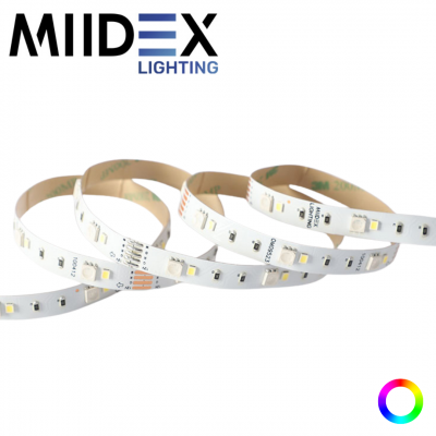 Ruban LED RGB + blanc 4000K 5 mètres 60LED 13W 24V IP20 MIIDEX LIGHTING