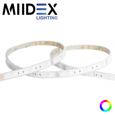 Ruban LED RGB + blanc 4000K 5 mètres 60LED 10W 24V IP67 MIIDEX LIGHTING