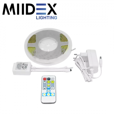 Kit prêt à l'emploi ruban LED blanc dimmable CCT 5 mètres 608LED 9W 2700-6500K IR90 24V IP20 MIIDEX LIGHTING