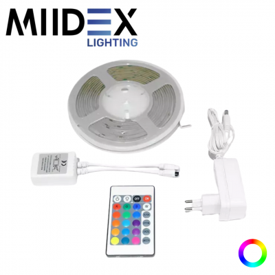 Kit prêt à l'emploi ruban LED RGB dimmable 5 mètres 420LED 5W 24V IP20 MIIDEX LIGHTING