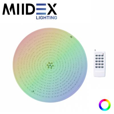 Projecteur LED piscine 12VAC 32W RGB avec télécommande RF étanche IP68 MIIDEX LIGHTING