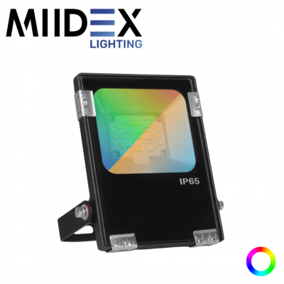 Projecteur LED ARCHEO extérieur RGB + blanc 10W CCT étanche IP65 MIIDEX LIGHTING