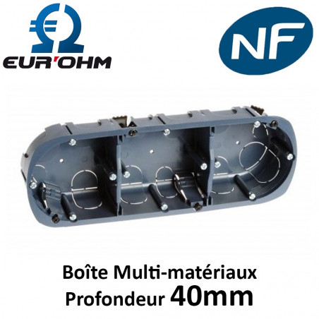 Boîte multi-matériaux 3 postes Ø67mm profondeur 40mm Eur'Ohm