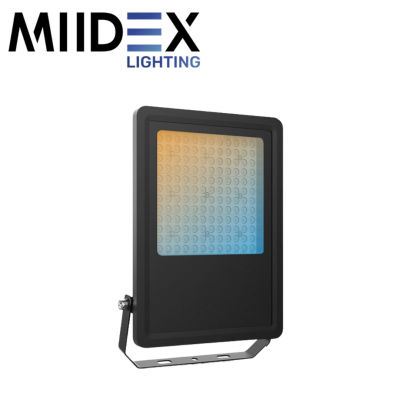 Projecteur LED LUMOS PRO extérieur noir 100W CCT étanche IP65 MIIDEX LIGHTING