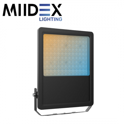 Projecteur LED LUMOS PRO extérieur noir 150W CCT étanche IP65 MIIDEX LIGHTING
