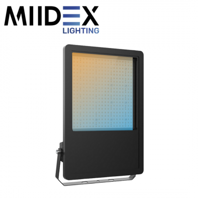 Projecteur LED LUMOS PRO extérieur noir 200W CCT étanche IP65 MIIDEX LIGHTING