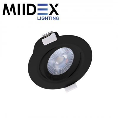 Spot LED CARAT noir orientable 5W 4000K étanche IP20 MIIDEX LIGHTING