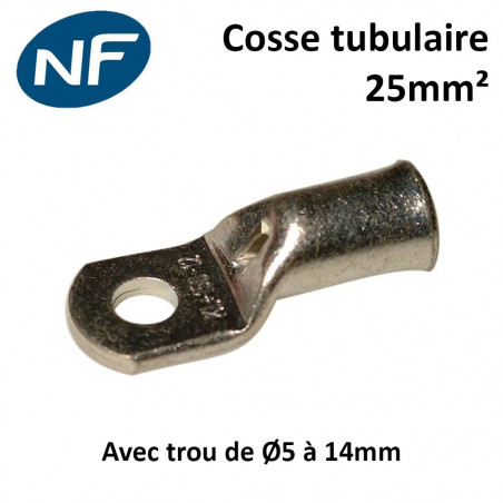 Cosses tubulaires cuivre 25mm² certifié NF