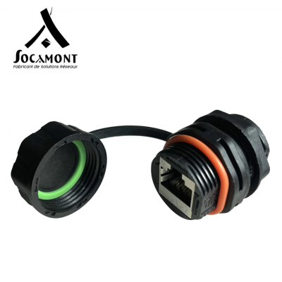Connecteur de traversée RJ45 vers RJ45 catégorie 6A étanche IP68 SOCAMONT