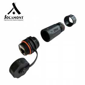 Connecteur de traversée avec coupleur RJ45 vers RJ45 catégorie 6A étanche IP68 SOCAMONT