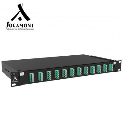 Tiroir optique 19 pouces aqua multimode - 12 connecteurs LC quad OM3/OM4 SOCAMONT