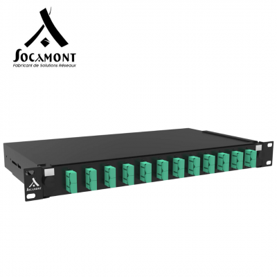 Tiroir optique 19 pouces aqua multimode - 12 connecteurs SC duplex OM3/OM4 SOCAMONT