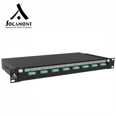 Tiroir optique 19 pouces aqua multimode - 8 connecteurs LC quad OM3/OM4 SOCAMONT