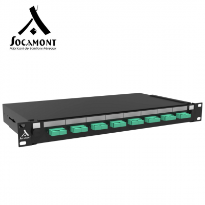 Tiroir optique 19 pouces aqua multimode - 8 connecteurs SC duplex OM3/OM4 SOCAMONT
