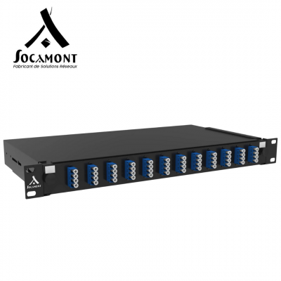 Tiroir optique 19 pouces bleu monomode - 12 connecteurs LC quad SOCAMONT