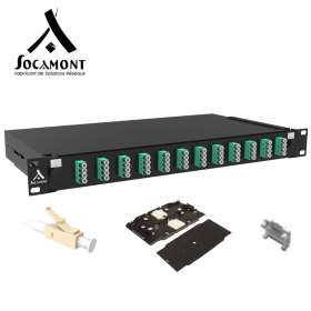 Tiroir optique 19 pouces aqua multimode - 12 connecteurs LC quad OM3/OM4 lové SOCAMONT