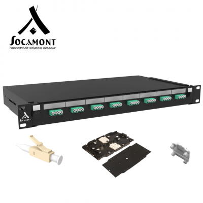 Tiroir optique 19 pouces aqua multimode - 8 connecteurs LC quad OM3/OM4 avec pack accessoires SOCAMONT