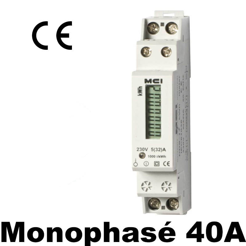 Compteur modulaire 40A - 230V avec écran LCD