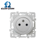 Prise de courant affleurante 2P+T silver SQUARE EUR'OHM