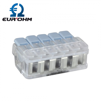 Connexions rapides à levier 5 entrées pour fils souples et rigides 0,2 à 6mm² EUR'OHM