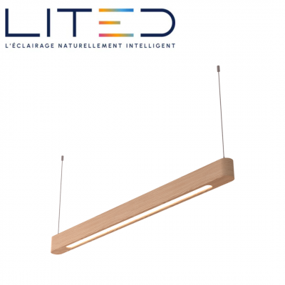 Suspension LED PANDO 50mm bois 3000K 27W opale ON/OFF LITED