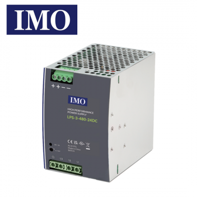 Alimentation triphasée 480W 340-550V AC sortie 24V DC 20A rail DIN - série LPS IMO