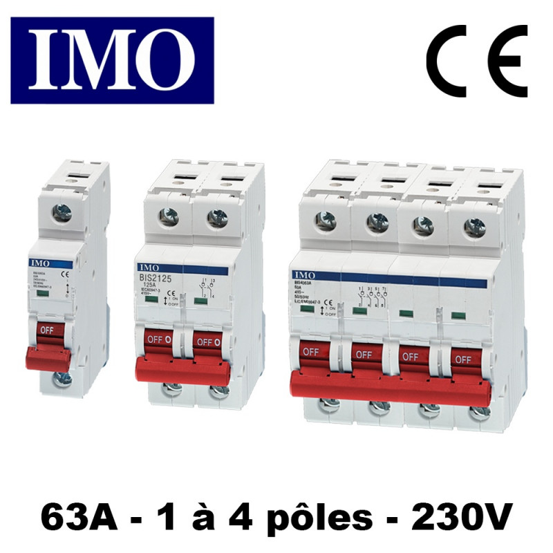 Interrupteur sectionneur 63A Mono ou Triphasé IMO General Electric Interrupteur sectionneur 63A Mono ou Triphasé IMO General Electric