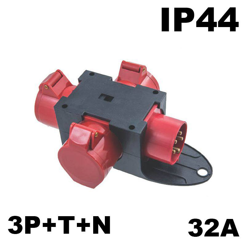 Boitier multiprise triphasé + Neutre 32a - 3 sorties 32A 5 broches IP44 Boitier multiprise triphasé + Neutre 32a - 3 sorties 32A 5 broches IP44
