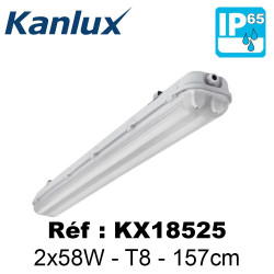 Réglette étanche 2X58W + TUBES 840 fluo + étrier inox Kanlux