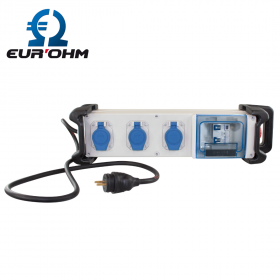 Coffret de chantier monophasé 3 prises 16A étanche IP55 avec câble et bumpers EUR'OHM
