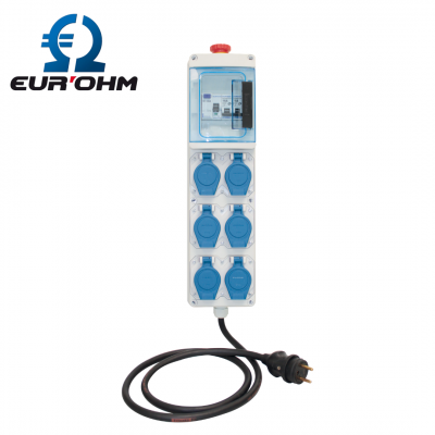 Coffret de chantier monophasé 6 prises 16A étanche IP55 EUR'OHM